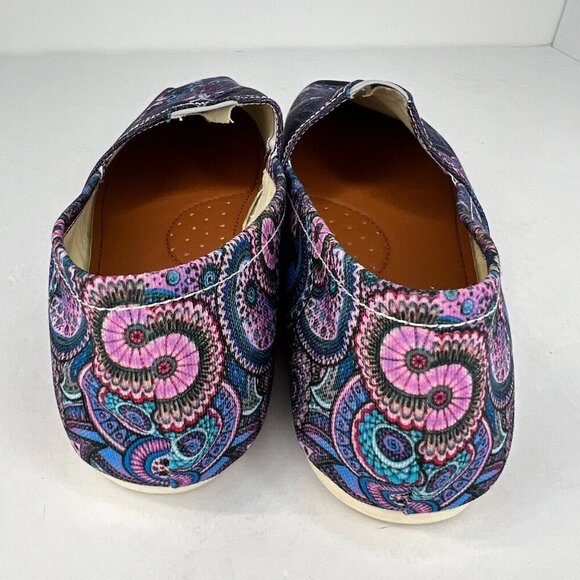 Womens Multicolor Paisley Loafer Shoes Slip On Low Top Round Toe Flats Size 8 - Picture 5 of 9